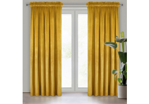 Decorative velvet curtain with pleating tape MUSTARD 140x270 cm Decorative velvet curtain with pleating tape MUSTARD 140x270 cm