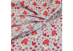 Christmas cotton fabric, by the meter, width 160 cm, Red Santas on Gray