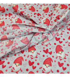 Christmas cotton fabric, by the meter, width 160 cm, Red Santas on Gray