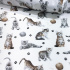 Cotton fabric, by the meter. Cats and a Ball of Yarn on White