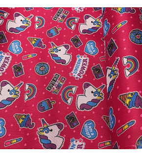 Waterproof fabric Kodura PVC coating 600D, 360 g/m², width 150 cm, unicorn on red