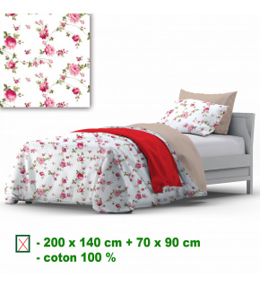 Cotton duvet cover with zipper, color White, 140x200 cm