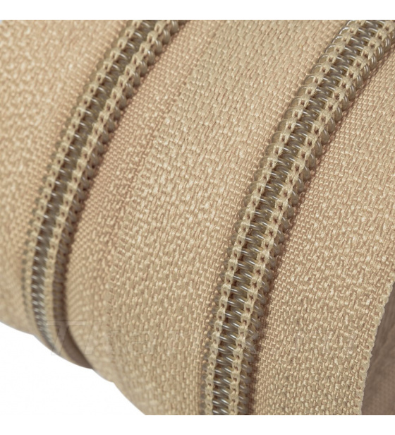 Beige Spiral Zipper 8 mm by the Meter