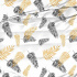 Cotton fabric 100% cotton, 125 g/m², width 160 cm, black and yellow leaves on white