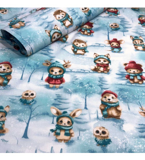 Christmas cotton fabric, by the meter, width 160 cm, pattern Christmas on White 47