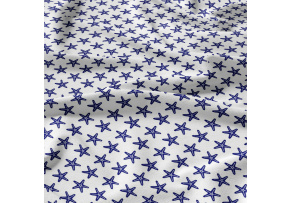 Children's cotton fabric by the meter Starfish Blue on White