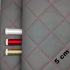 Quilted eco-leather 5×5 cm, graphite, red threads, by the meter, width 145 cm