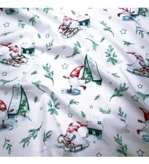 Christmas cotton fabric, by the meter, width 160 cm, Christmas pattern on White Christmas cotton fabric, by the meter, width 160 cm, Christmas pattern on White