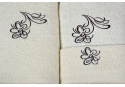 Set of 3 Terry Towels, Color Cream