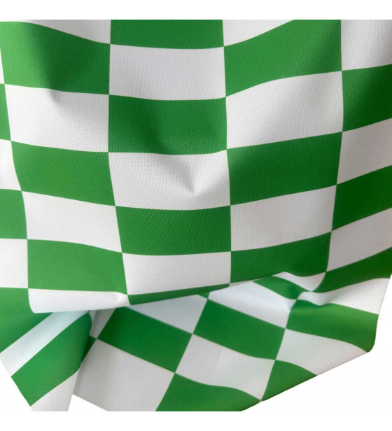 Venkovní látka na zahradní lehátka a houpací sítě, Bílo-Zelená Šachovnice, 5x10 cm
