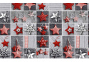 Christmas cotton fabric, by the meter, width 160 cm, Christmas ornaments stars Green on Gray