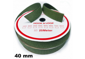 Hook and Loop Velcro Tape Set, color khaki 40 mm, package 25 m