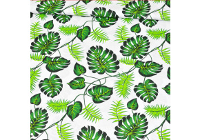 Cotton Fabric Palma Green on White