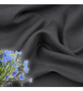 Natural linen fabric Julia, Graphite, 154 gr/m2