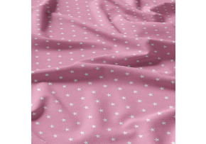 Children's Cotton Fabric Stars White on Pink