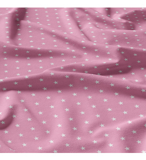 Children's cotton fabric 100% cotton, 125 g/m², width 160 cm, white stars on pink