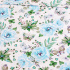 Cotton Fabric Large Flowers Roses Blue on White