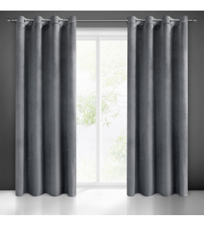 Decorative velour curtain with eyelets GRAPHITE 140x250 cm