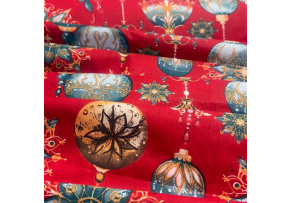 Christmas cotton fabric, by the meter, width 160 cm, Christmas Toys on Red Christmas cotton fabric, by the meter, width 160 cm, Christmas Toys on Red