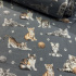 Cotton fabric, by the meter. Cats and a Ball of Yarn on Grey