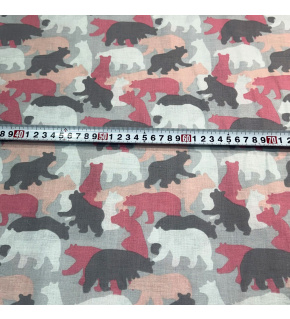 Cotton fabric, by the meter. Teddy Bears on the Gray