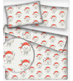 Cotton fabrics, by the meter. Warrior Bear on White