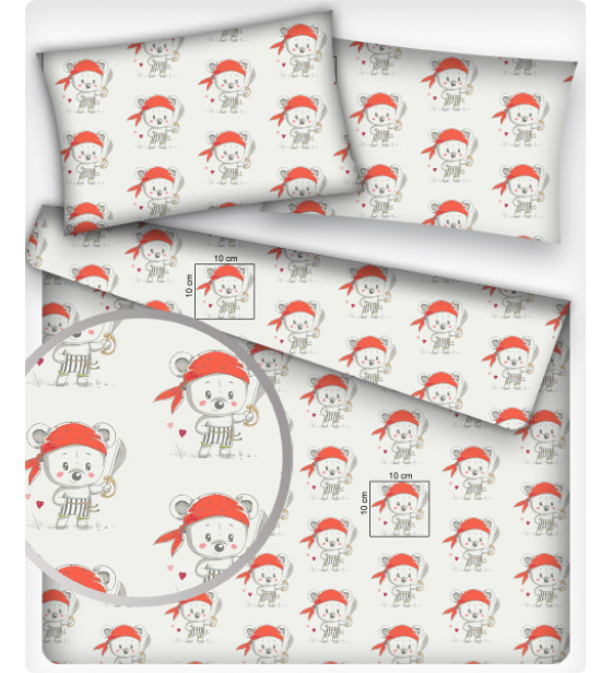 Bavlněné látky vzor Medvěd Váležník na bílém