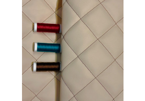 Eco-leather 5x5 color Beige quilted with Brown threads, by the meter, 145 cm