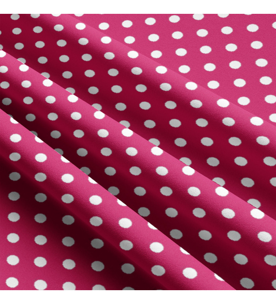 Children's cotton fabrics, by the meter. Dot 10 mm, white on Amaranth