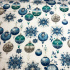 Christmas cotton fabric, by the meter, width 160 cm, Christmas Toys Grey and Blue on White