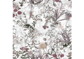 Velvet upholstery fabrics with print, Field of Flowers on White Velvet upholstery fabrics with print, Field of Flowers on White