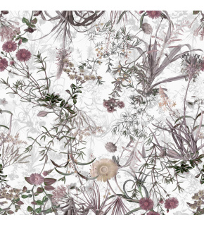 Velvet upholstery fabrics with print, Field of Flowers on White