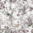 Velvet upholstery fabrics with print, Field of Flowers on White
