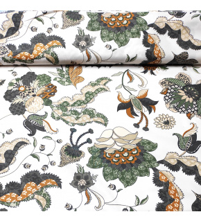 Cotton fabric 100% cotton, 125 g/m², width 160 cm, white-brown pattern