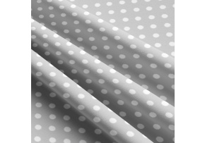 Children's cotton fabrics, by the meter. Dot 10 mm, White on Gray