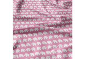 Cotton fabrics, by the meter. Elephants on the Pink