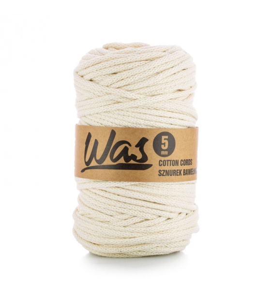 Cotton cord 5mm, 100m, color ecru 020