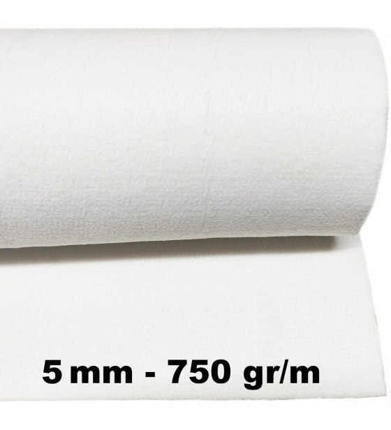Technical felt 5 mm color White, width 150 cm