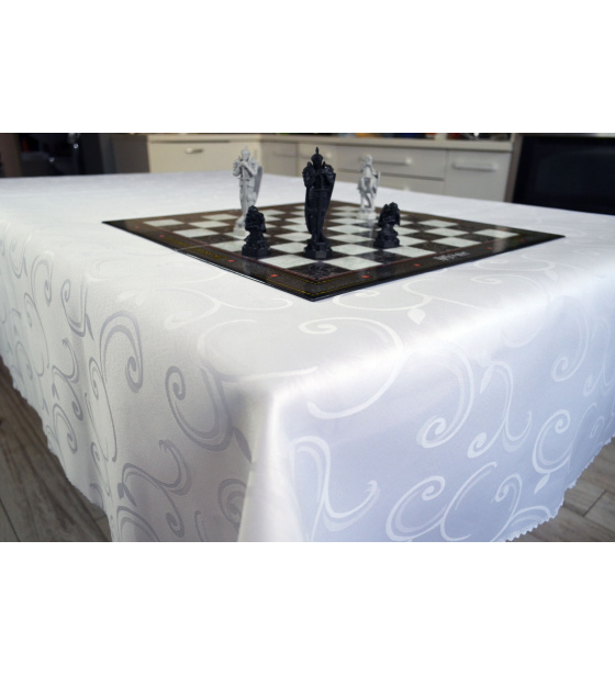 Water-repellent Vintage Tablecloth, 110X160 cm, White color, stain-resistant