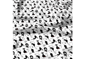 Cotton fabric, by the meter. Cat Cleopatra on White
