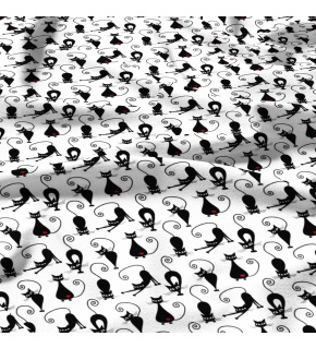 Cotton fabric, by the meter. Cat Cleopatra on White
