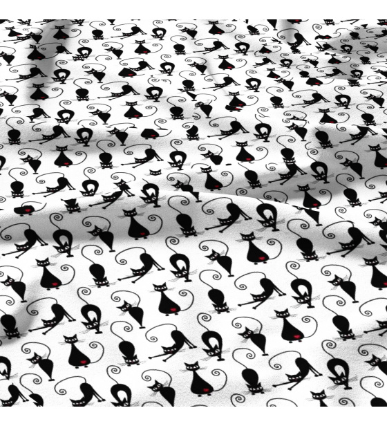 Cotton fabric, by the meter. Cat Cleopatra on White
