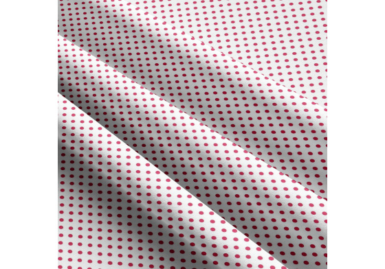 Children's cotton fabrics, by the meter. Dot 3 mm, Amaranth on White