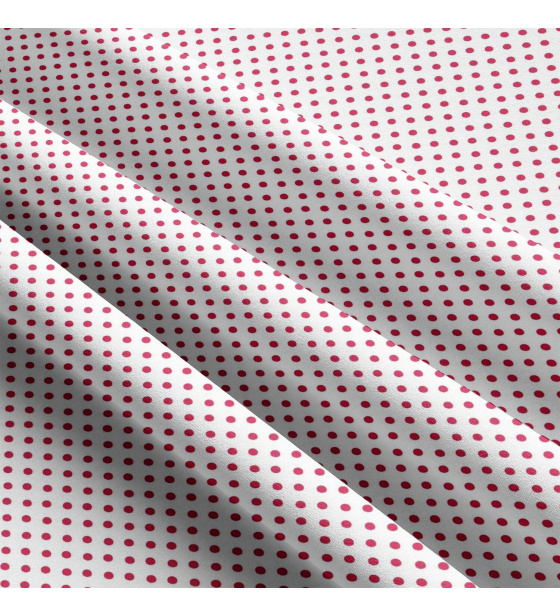 Children's cotton fabrics, by the meter. Dot 3 mm, Amaranth on White
