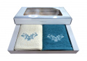 Set of Terry Towels 2 pcs 70x140 cm, color Turquoise and Ecru