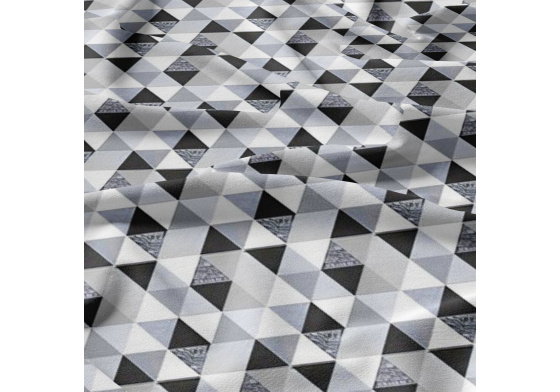 Cotton Fabric Triangles 9 cm, Grey and Black