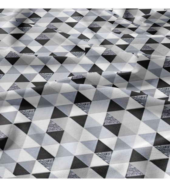 Cotton fabric 100% cotton, 125 g/m², width 160 cm, grey triangles 9 cm