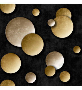 Velvet upholstery fabrics with print, Yellow spheres on Black