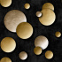 Velvet upholstery fabrics with print, Yellow spheres on Black