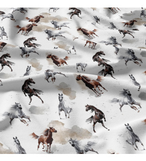 Cotton fabrics, by the meter. Horses on White